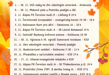 Listopadové kalendárium akcí v Černilově 