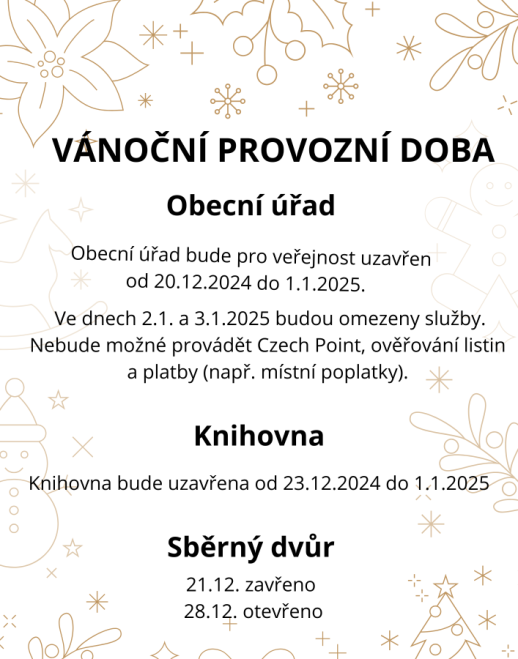 Vánoční provozní doba 